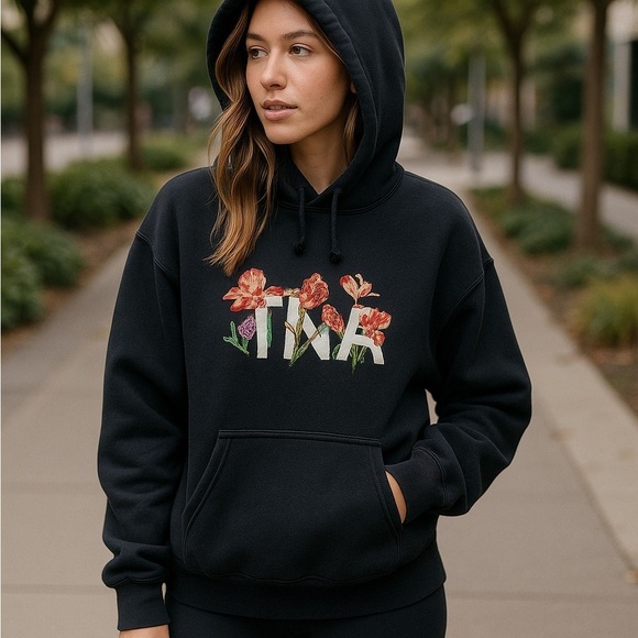 TNA Tops - Rare TNA Floral Embroidered Black Hoodie S/M
